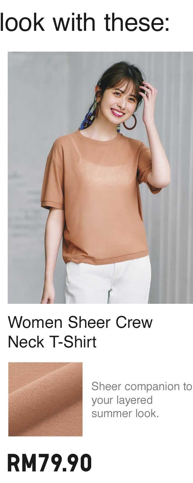 WOMEN SHEER CREW NECK T-SHIRT