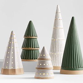 LED White and Green Ceramic Trees