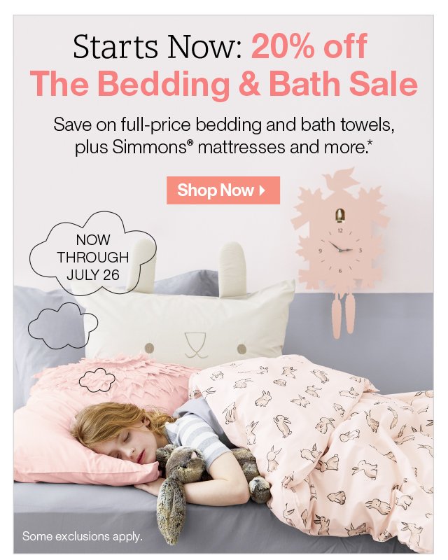 Shop 20% off The Bedding & Bath Sale