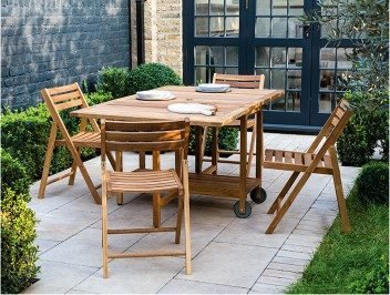 Wood fold out garden chairs and tables