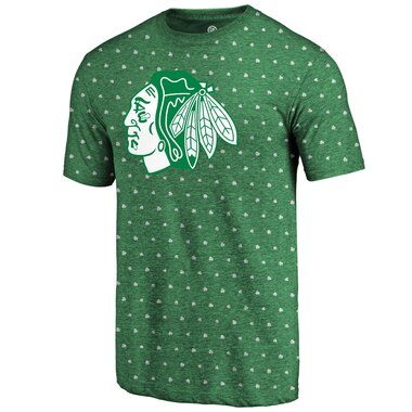 Fanatics Branded Chicago Blackhawks Kelly Green St. Patrick's Day All Irish Tri-Blend T-Shirt