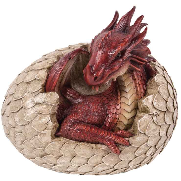 Image of Hatching Red Dragon Egg Statue