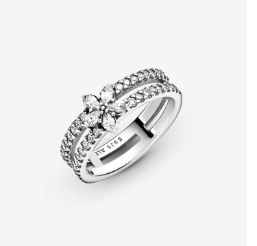 Sparkling Snowflake Double Ring