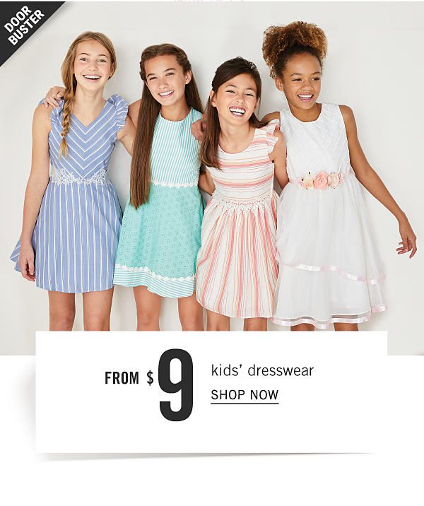 Doorbuster - Kids' dresswear from $9. Shop Now.