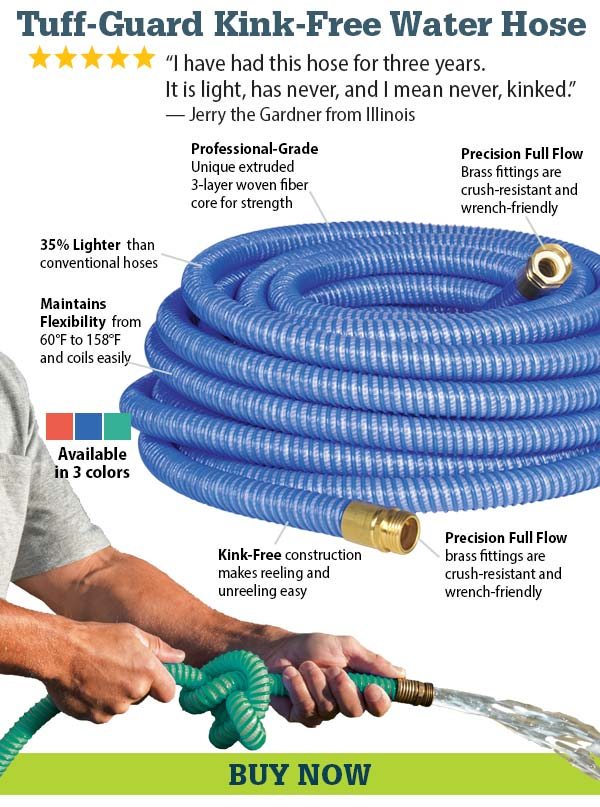 Tuff-Guard Kink-Free Water Hose -Professional-Grade -Precision Full Flow Brass Fittings -35% Lighter -Maintains Flexibility -Kink-Free Construction -Precision Full Flow Brass Fittings | BUY NOW