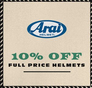 Arai 10% off full price helmets