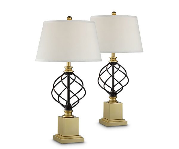 Montecito Gold and Black Open Cage Table Lamps Set of 2