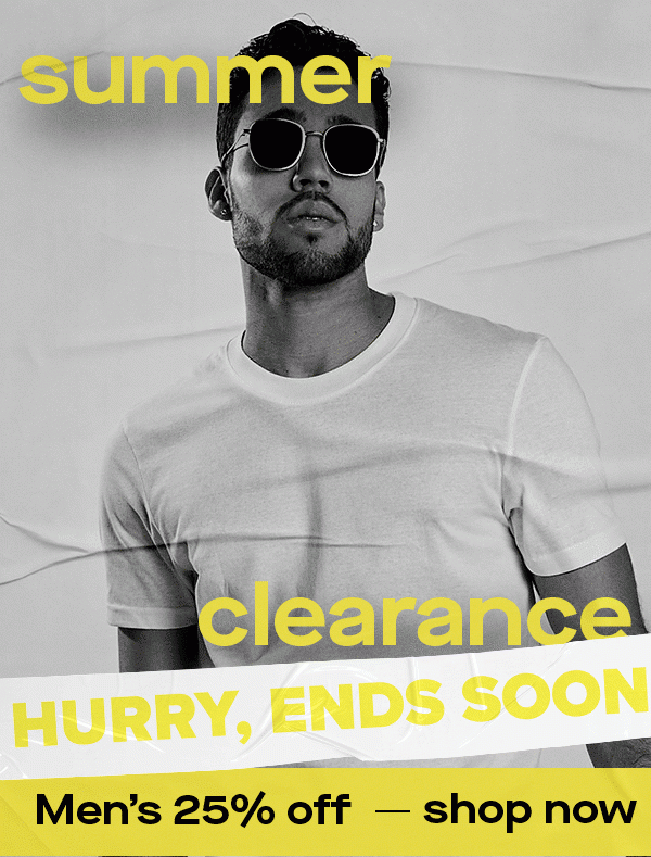 summer clearance men's 25% off shop now