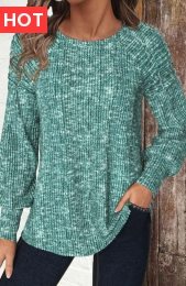 Green Long Sleeve Round Neck T Shirt