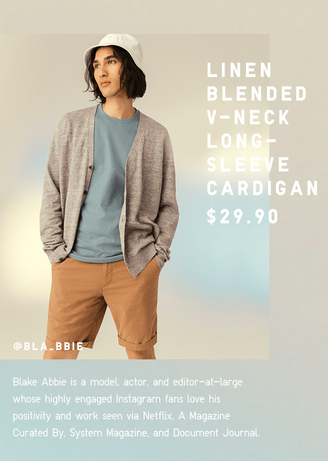 LINEN BLENDED V-NECK LONG-SLEEVE CARDIGAN $29.90