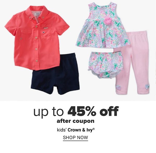 Up to 40% off after coupon kids' Crown & Ivy™. Shop Now.