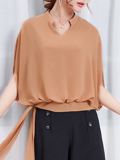Batwing Solid Stand Collar Su...
