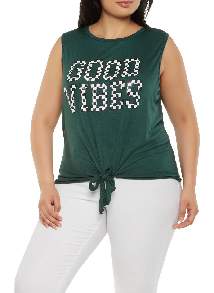 Plus Size Good Vibes Graphic Tank Top