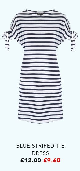Blue Striped Tie Dress - Was £12 Now £9.60