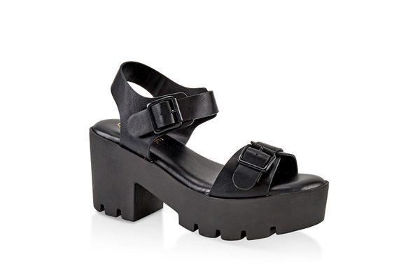 Double Buckle Chunky Platform Sandals