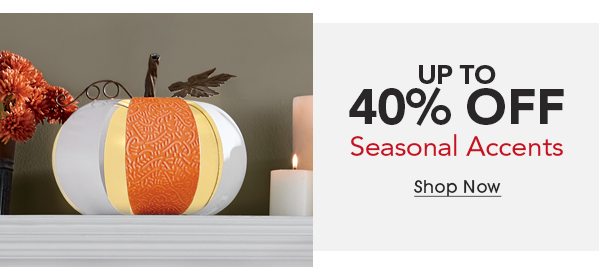 UP TO 40% OFF Seasonal Accents Shop Now