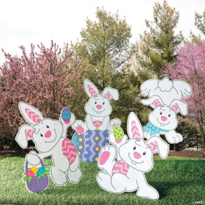 Tumbling Bunnies Yard Signs - 4 Pc.
