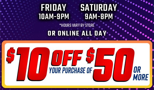 $10 off $50. Exclusions apply. Use code E241018