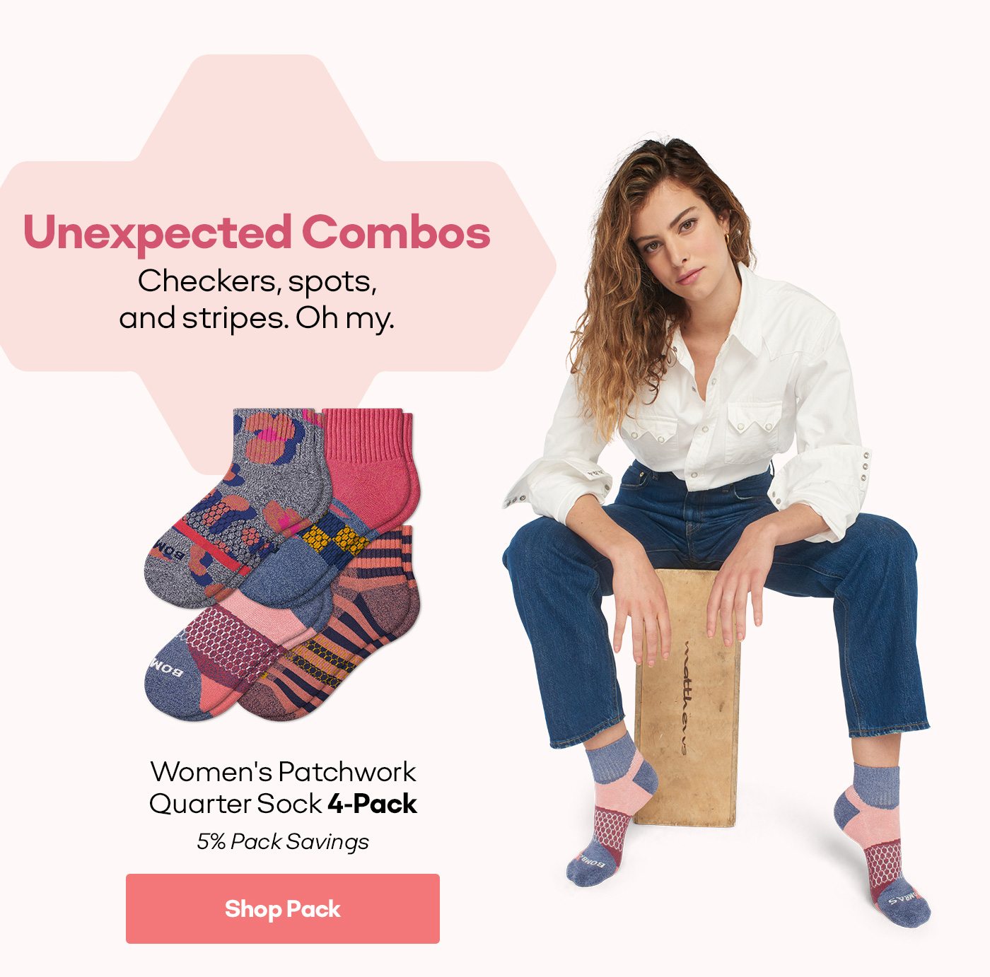 Unexpected Combos: Checkers, spots, and stripes. Oh my. | Women's Patchwork Quarter Sock 4-Pack | 5% Pack Savings [Shop Pack]