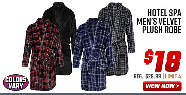 Hotel Spa Men's Velvet Plush Robe