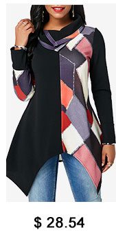 Long Sleeve Asymmetric Hem Printed Sweatshirt