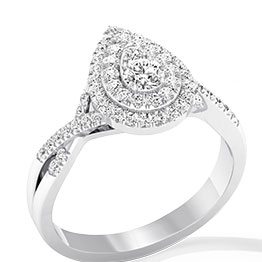 10K White Gold Diamond Engagement Ring