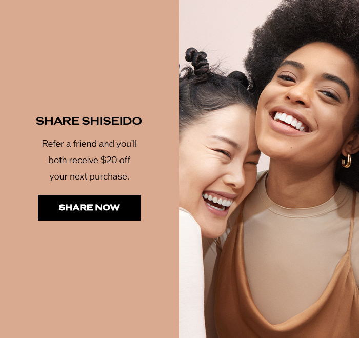 "Refer a friend and you'll both receive $20 off your next purchase. SHARE NOW"