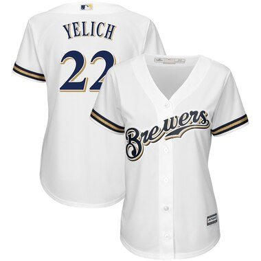 Christian Yelich Milwaukee Brewers Majestic Women's Cool Base Player Jersey - White