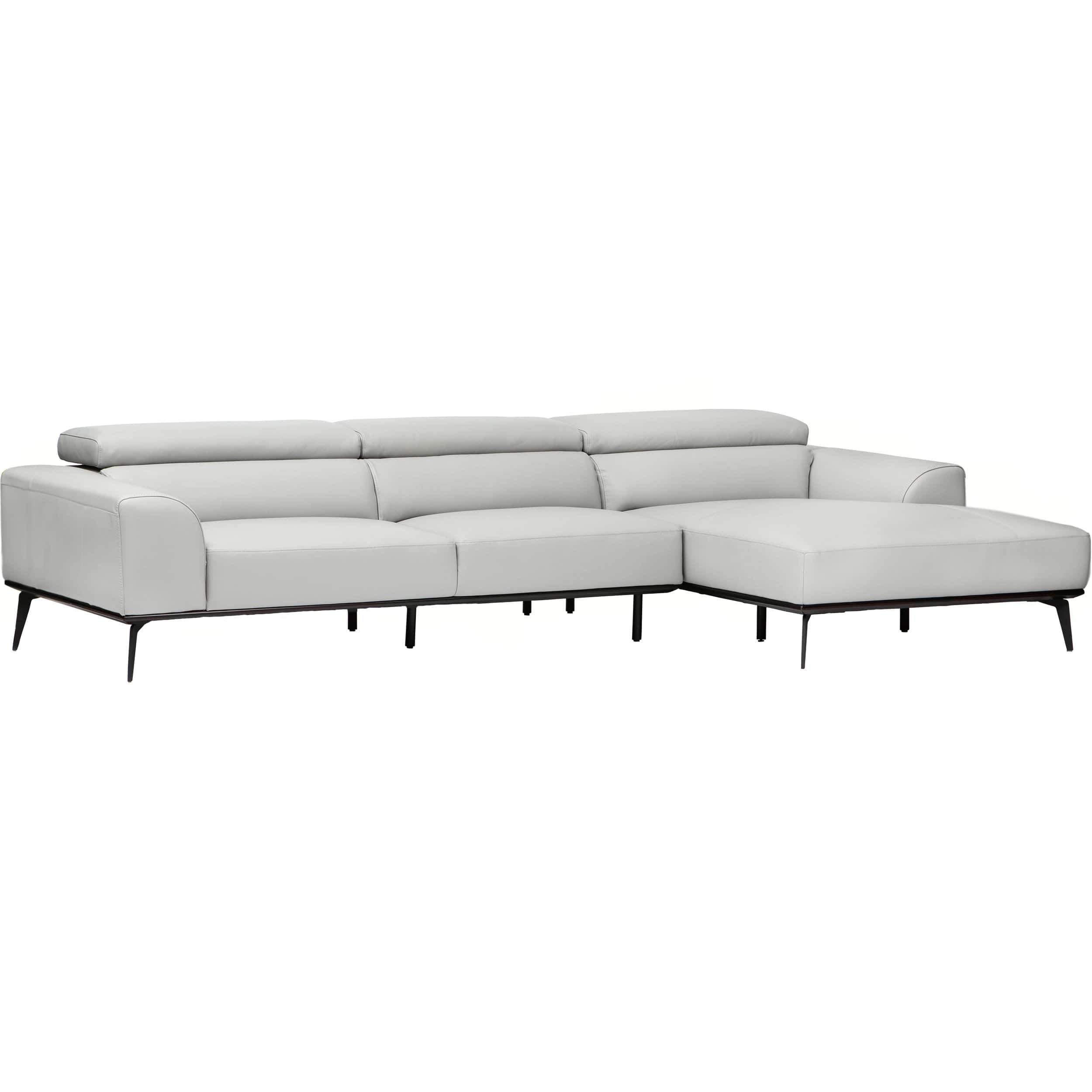 Image of Derek Leather Sectional, Grey Stone