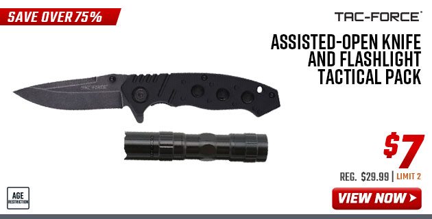 Tac-Force Assisted-Open Knife and Flashlight Tactical Pack