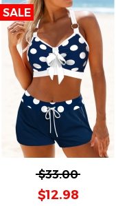 Circular Ring Polka Dot Navy Bikini Top