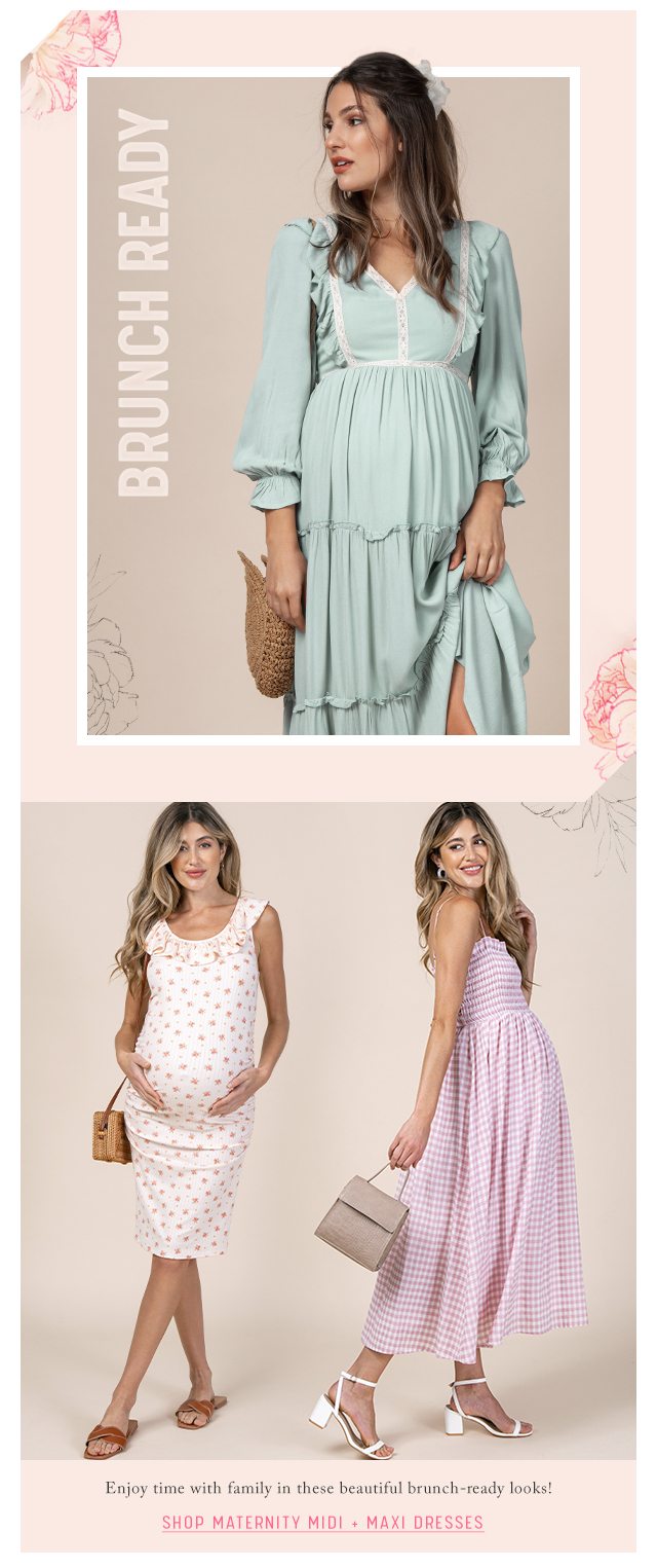 Brunch Ready; Shop Maternity Midi + Maxi Dresses
