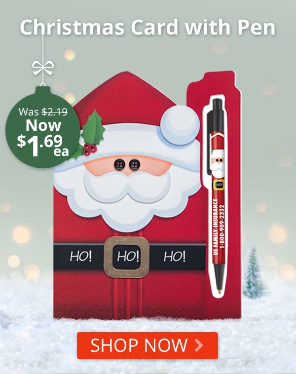 Christmas Card with Pen only $1.69 each Plus FREE Setup!