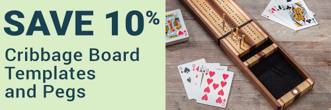 Save 10% on Cribbage Board Templates and Pegs