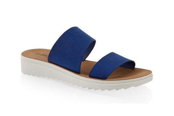 Two Band Platform Slide Sandals