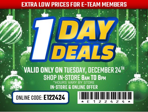 One Day Deals - Tuesday, December 24, 2024