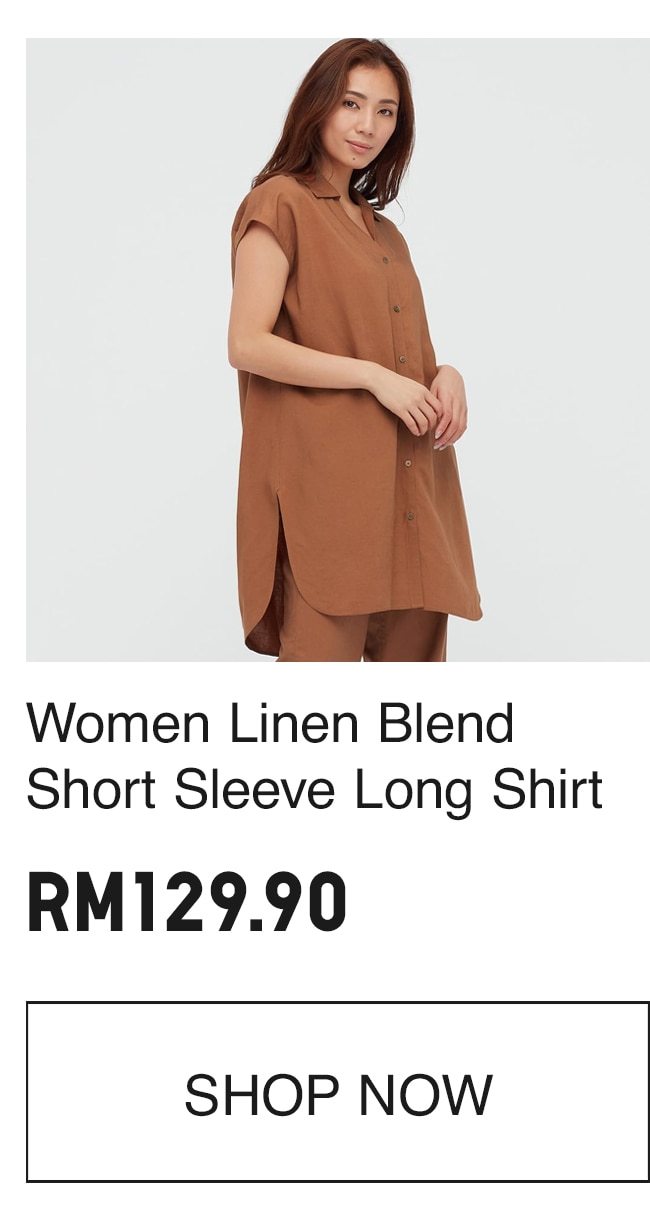 WOMEN LINEN BLEND LONG SHIRT