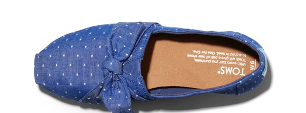Imperial Blue Chambray Dot Women's Bow Classics
