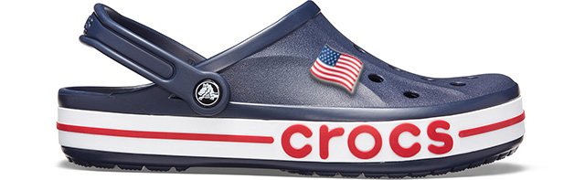 Navy Bayaband Clog with American Flag Jibbitz