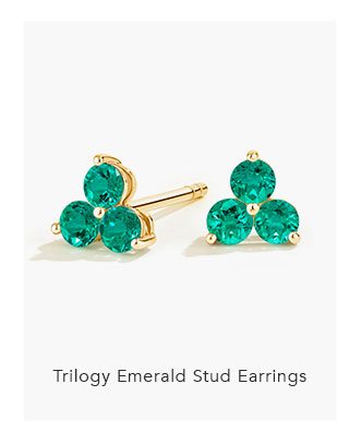 Trilogy Emerald Stud Earrings