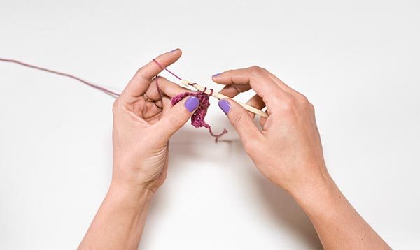 Crocheting purple yarn