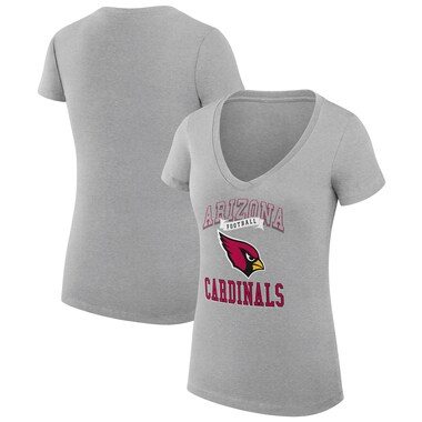 Women's G-III 4Her by Carl Banks Heather Gray Arizona Cardinals Team Logo Graphic Fitted V-Neck T-Shirt