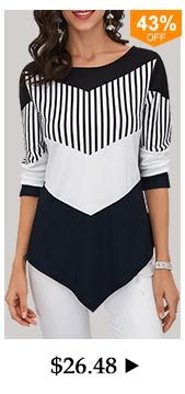 Asymmetric Hem Color Block T Shirt