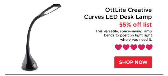 OttLite Creative Curves LED Desk Lamp - 55% off list - This versatile, space-saving lamp bends to position right where you need it.