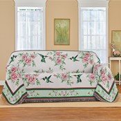 Hummingbird and Rose Floral Tapestry Furniture Throw Cover