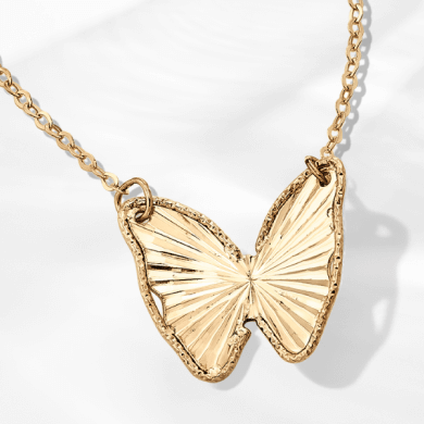 Diamond-cut Butterfly Necklace 10K Yellow Gold 18''