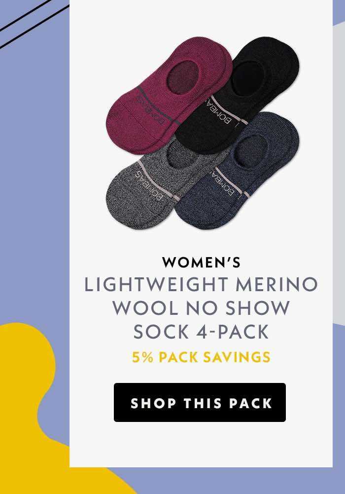 Women's Lightweight Merino Wool No Show Sock 4-Pack. Shop this Pack