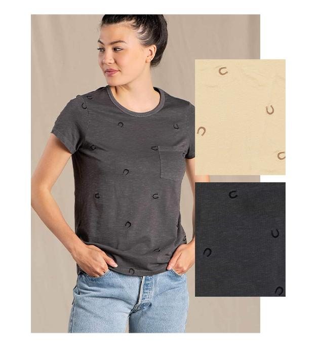 Primo Short Sleeve Embroidered Crew in Soot Color