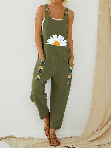 Daisy Floral Printed Straps Jumpsuit