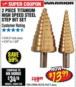 View Titanium Coated High Speed Steel Step Bit Set 2 Pc